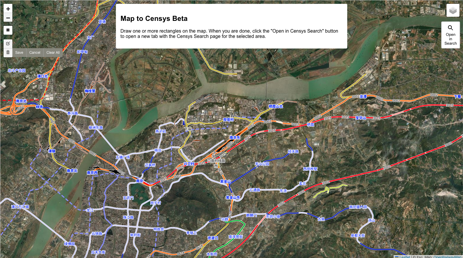 Map to Censys Beta World Imagery